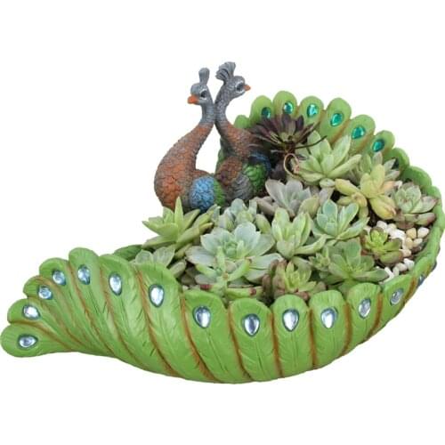 Peacock Shape Big Succulent Container Large Resin Plant Pot Decorative Succulent Planter