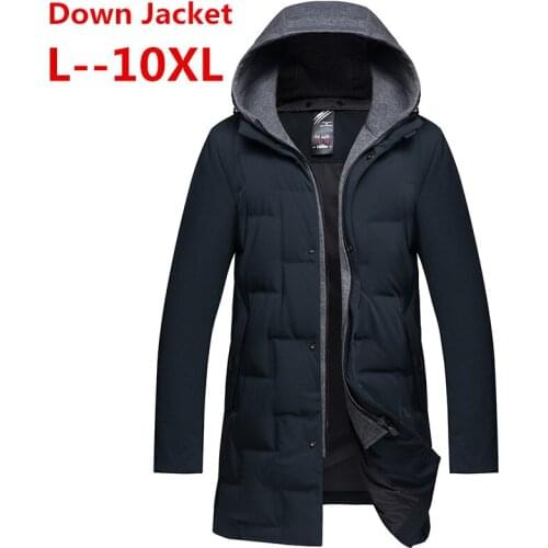 10XL 8XL 6XL 5X Men Winter Outdoors Long trench Coat Down Jacket Thickening Hooded Black Parka Coats Free Shipping big size