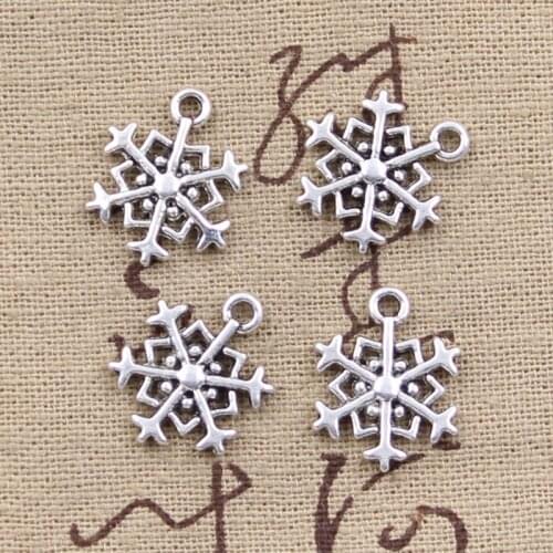 15pcs Charms Snow Snowflake 18x14mm Antique Silver Color Plated Pendants Making DIY Handmade Tibetan Finding Jewelry