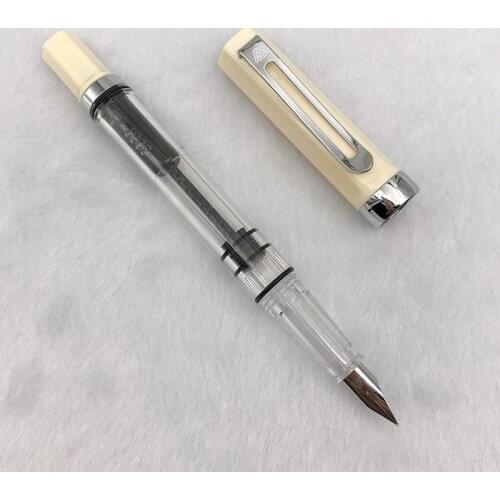 Lanbitou Transparent Fountain Pen Plastic F/EF/Hooded Nib Piston Filler Ink Pens for Writing School Office Supplies Stationery