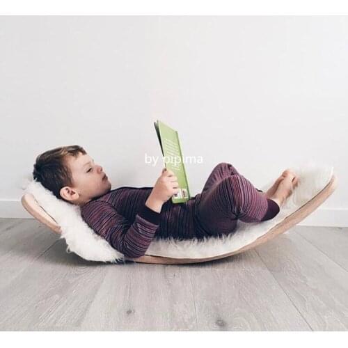 Nordic Simple Childrens Wood Surf Balance Board Pull Back Swing Seesaw Toys