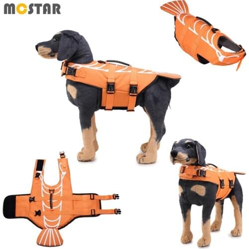 MC Star Pet Dog Life Jackets Dog Swimming Clothes Life Saver Reflective Safety Vest Polyester Swimwear Whale Swimsuit