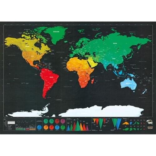 Erase Black World Map Scratch off World Map Personalized Travel Scratch for Map Room Home Decoration Wall Stickers