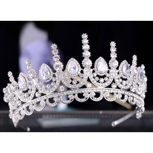 Fashion Bridal Tiara Series Big Drop Shape Crystal Crowns White Rhinestone Decortion Large Crown Famale Wedding Headwear ML