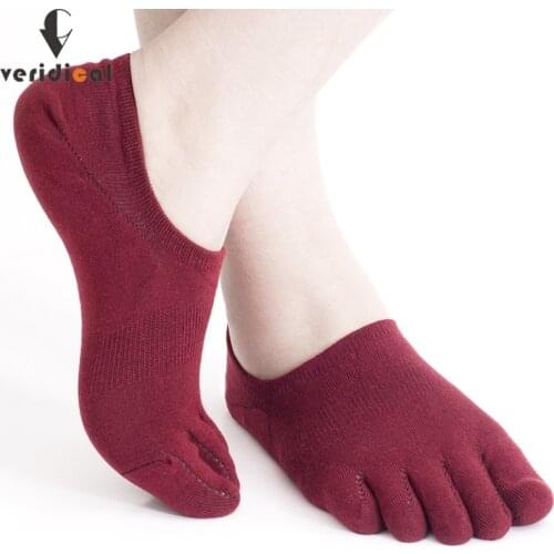 Veridical 5 Pairs/Lot Five Fingers Invisible Sock Men Cotton Non-slip Cool Toe Socks For Men Boy Meias Compression Socks