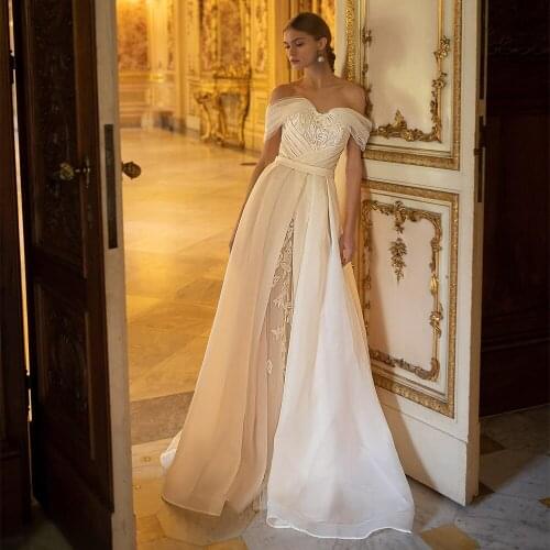 Weilinsha Seaxy Sweetheart Off The Shoulder Pregnant Wedding Dresses Applique Bridal Gown Customized Vestido De Noiva