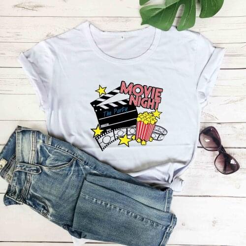 Movie Night funny graphic women fashion grunge tumblr funny unisex t shirt gothic street style cotton casual hipster tees tops