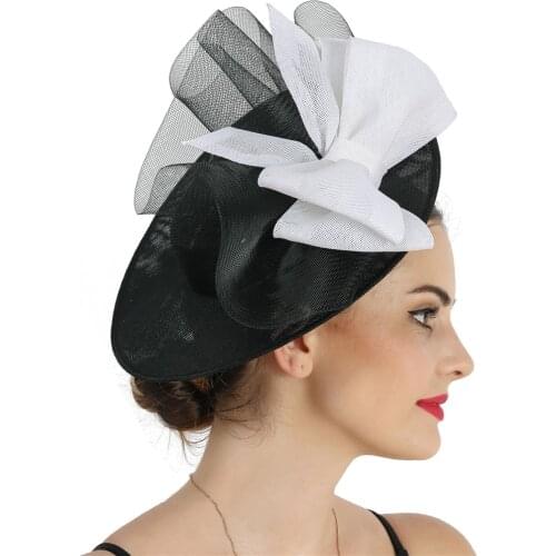 Women Ladies Big Bow Fascinator Hat For Kenducky Party Banquet Large Headpiece Hair Pin Bride Wedding Millinery Cap Accessories