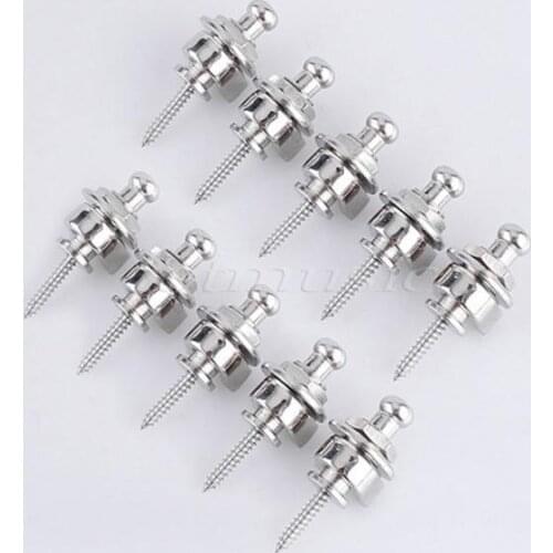 10pcs Skidproof Strap Lock for Electric Guitar Bass Silver