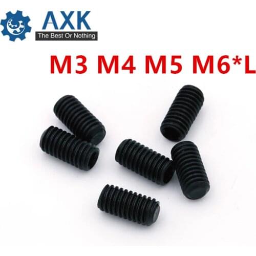 100Pcs/50Pcs M3 M4 M5 M6*L Alloy Steel Grade 12.9 DIN913 High Tensile Flat Point Set Grub Screw