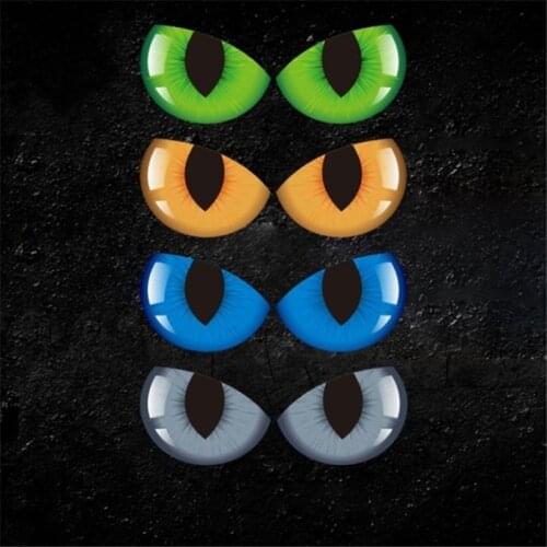2pcs Cute Simulation Cat Eyes Car Stickers 3D Vinyl Decal for Rearview Mirror Car Head Engine Cover Windows Decoration