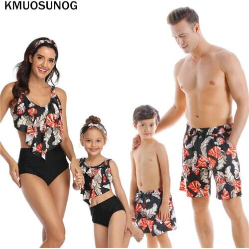 2020 Summer family swimsuit mommy and me clothes mom father son mother and daughter bikini beach shorts matching swimwear C0709