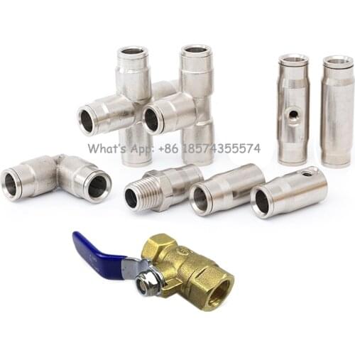 3/8'' 9.52mm Slip Lock Fitting Tee Connector Elbow Joiner Plug Valve Quick Connector Thread 10-24UNC