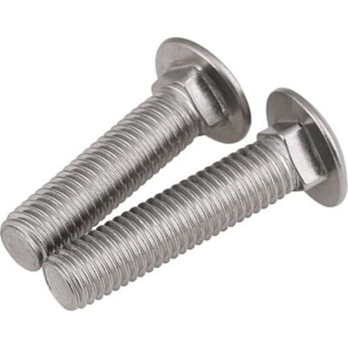 5pcs M6 304 stainless steel Big horse carriage bolt Semicircular squares neck screws Shelf screw Flat head square 12mm-60mm Long