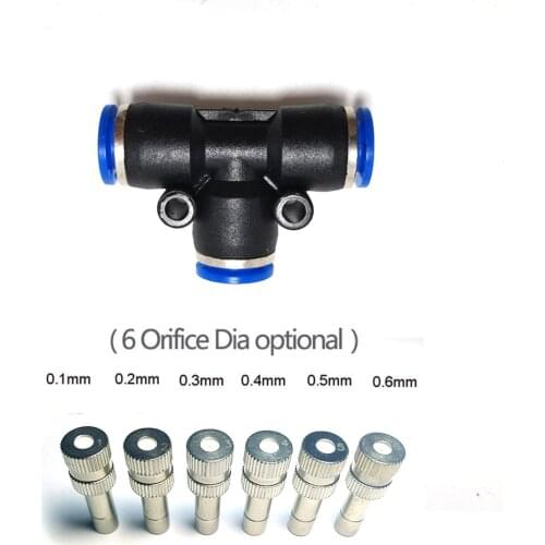 5Pcs Atomizing Nozzles 6mm Quick Slip lock Connectors Humidify Watering Sprayer Low Pressure Misting Cooling System 0.1mm-0.6mm