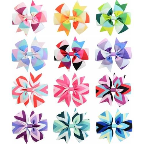 6pcs/lot Colorful Handmade Grosgrain Ribbon Bows Clips Hairpin Girl Hair Bows Boutique Hair Clip Headwear Kids Hair Accessories