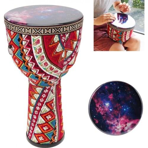 8Inch African Djembe Drum Colorful Cloth Art ABS Barrel PVC Starry Sky Skin Children Hand Drum