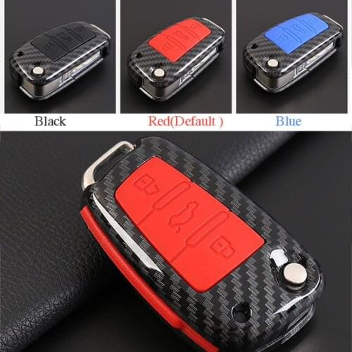 ABS Carbon Fiber Shell+Silicone Cover Remote Key Holder Fob Case&KeyChain For Audi A1 A3 Q3 Q7 A6