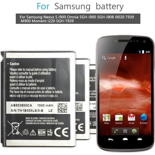 Mobile Phone Battery For Samsung Nexus S I900 Omnia SGH-i900 SGH-i908 I9020 T939 M900 Moment I220 SGH-T939 AB653850CA 1500mAh
