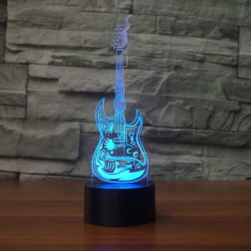 Acrylic 3D Night Light Guitar Modeling LED 7 Color Changing USB Touch Sensor Desk Table Lamp For Children Best Gift Toy