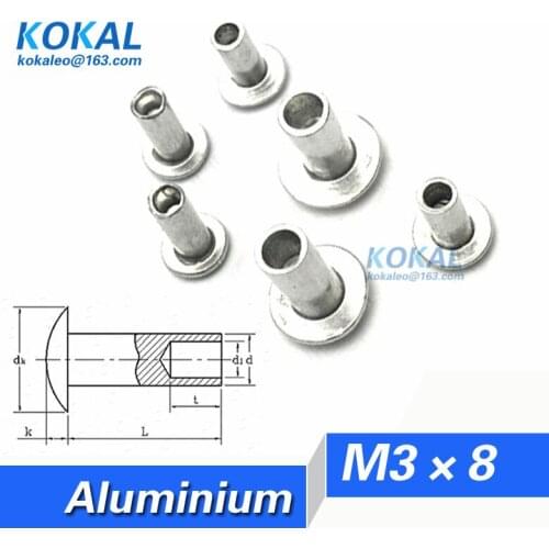 [AL-M3*8]100PCS Free Shipping M3 Series Aluminium flat round socket shank rivets M3*8mm Aluminium rivets