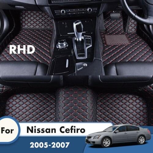 RHD Car Floor Mats Custom For Nissan Cefiro 2007 2006 2005 Car Interior Accessories Styling Leather Front & Rear Foot Pad Carpet