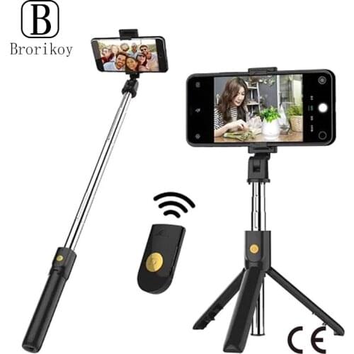 3 in 1 Wireless Bluetooth Selfie Stick Tripod Foldable Bracket for Xiaomi Huawei iPhone 12 Samsung Smartphone Android Ios Holder