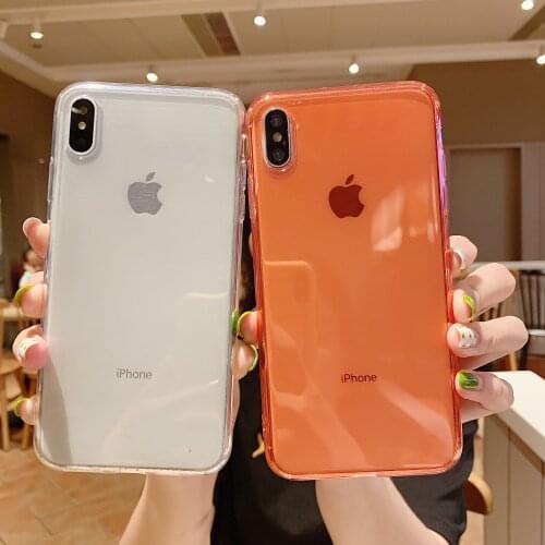 For iPhone 11 Pro Xs Max 6 6s 7 8 Plus Phone Case Clear Solid Candy Color For iPhone 7 X XR Soft TPU Silicone Back Cover Case