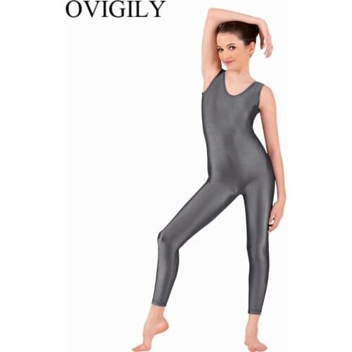 OVIGILY Kids Spandex Tank Unitard For Girls Gymnastics Black Sleeveless Unitards Catsuit Working Out Performance Costumes Child