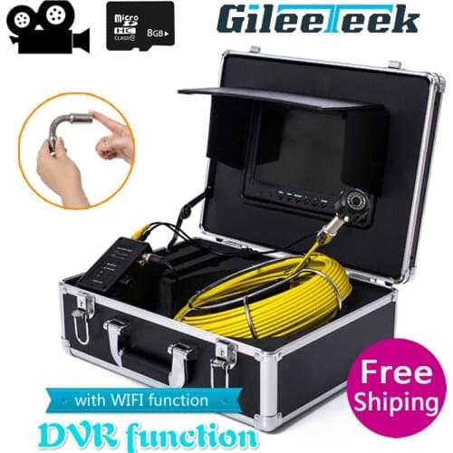 DHL Free WP70A WIFI 20m 30m 50m cable Industrial Pipeline Coil Endoscope 23mm 1000TVL Snake Video Camera DVR for Drain Pipe