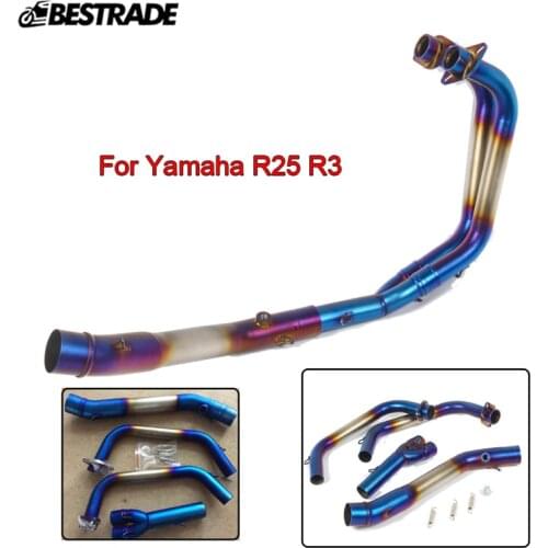 For Yamaha R25 R3 All Years 2016-2018 MT-03 Motorcycle Exhaust Front Middle Link Pipe Header Tube Stainless Steel Blue Color