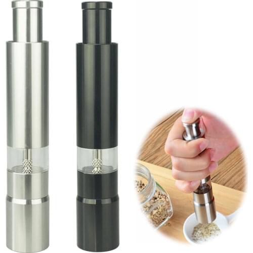 Home Kitchen Tool Thumb Push Portable Spice Sauce Grinder Manual Stainless Steel Salt Pepper Grinder Mills