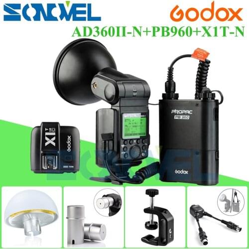 Godox AD-360 MARK II AD360II-C TTL Powerful Speedlite Flash+PB960 black Battery+ X1C TTL Transmitter For Canon+AD-S15+AD-S17 kit
