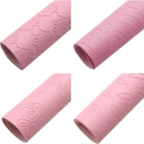 Bump Texture Theme Faux Leather Sheets Hearts Floral Lips Embossed Synthetic Leather Fabric 20x33cm for DIY Handbags Pouches