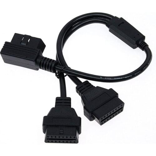 OBD2 Connector Cable 50CM 90 Degree Adapter Splitter Male To Dual Female OBD2 Diagnostic Tool Car Interface Line