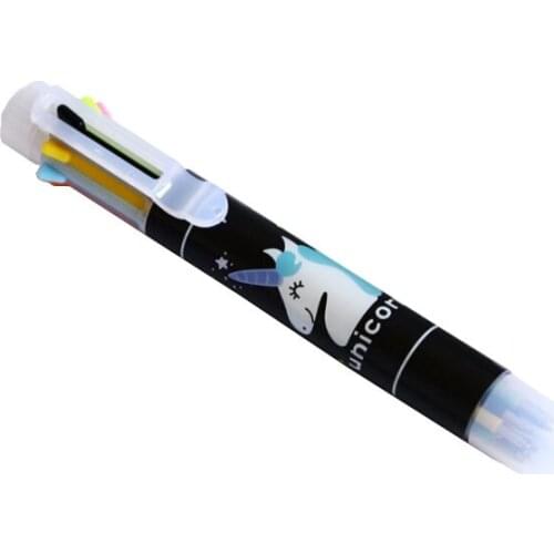 2pc Unicorn 8 Color Ballpoint Pen Multifunctional Color Pen Student Korea Stationery Creative School Office Supplies Pen