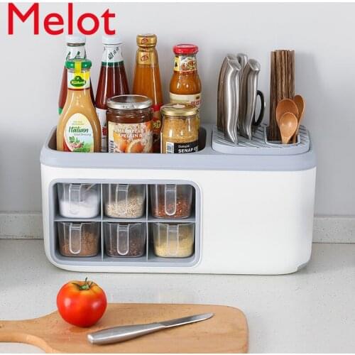 Kitchen Storage Rack Storage Rack Oil Salt Sauce Vinegar Knife Table Top Multifunctional Storage Rack