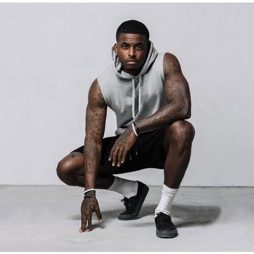 Men Gym Tank Top Solid Color Sports Hoodie Casual Fitness Vest Quick-Drying Breathable Push-Ups Running Training Clothing