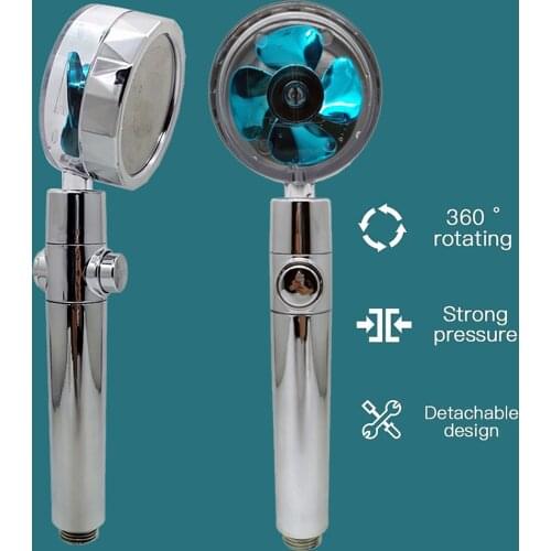 Multi-color Propeller Shower Head High Pressure Adjustment Handheld Water-Saving Rainfall Shower Nozzle Bathroom Accessories