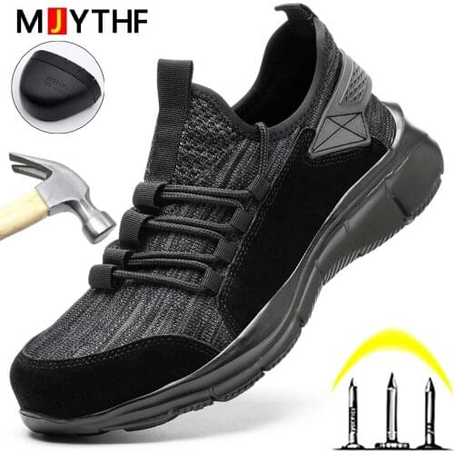 MJYTHF New Safety Shoes Men Work Sneakers Puncture-Proof Work Boots Men Steel Toe Shoes Indestructible Work Protective Shoes