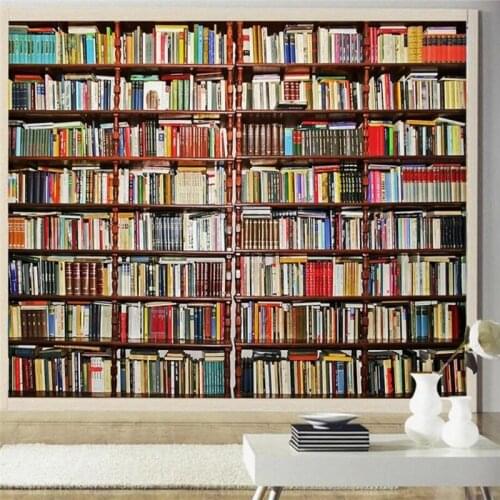 Beibehang Wallpaper custom living room bedroom wallpaper mural retro book wall background wall sofa TV study decoration