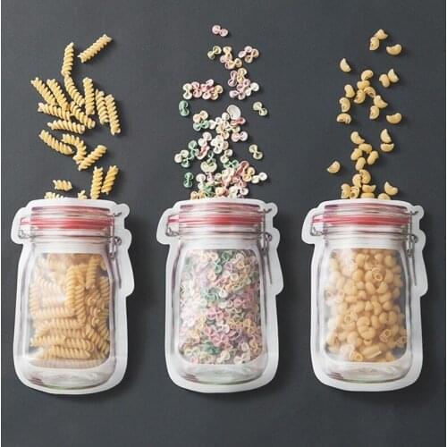 10pcs Bottle Shape Storage Clear Bag Plastic Baggy Grip Self Seal Resealable Reclosable Zip Lock Bag For Home Sundries Storages