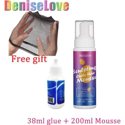 Hair foaming mousse for curly wigs hair mousse with lace frontal wig glue 200ml Curly Hair Mousse Styling Hair Foam wig Mousse