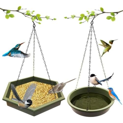 2 In 1 Hanging Bird Feeder Bird Waterer Bath Tray Pet Feeding Tools For Garden Decoration Outdoor Courtyard Drinker Pet Supplies