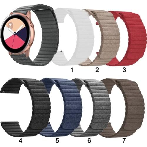 20mm 22mm Leather Loop Magnetic Band Strap For Samsung Galaxy Watch Active 2 40mm 44mm for Watch3 41mm Replacement strap