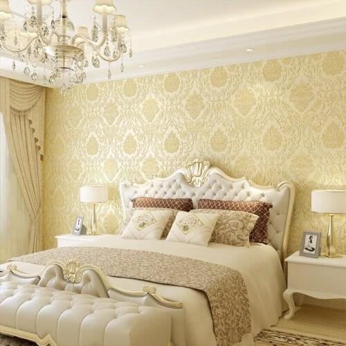 Beibehang Luxury Pressed European Damascus Wallpaper Living Room Relief 3D wall papers home decor home improvement TV background