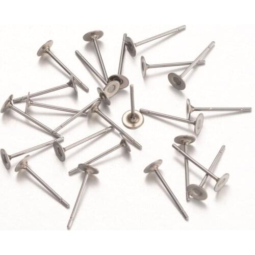 2000pcs 316 Stainless Steel Blank Post Earring Studs Pins Flat Round Tray Base for Earring Jewelry Making Findings