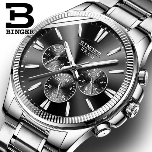 Switzerland BINGER Watch Men Sports Military Automatic Mechanical Men Watches Wristwatches relogio masculino Mens Watches 2018