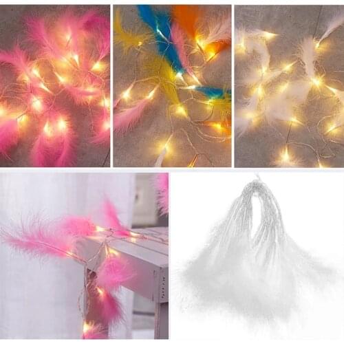 LED New Girl Heart Feather Battery Light String Fairy Tale Garland Suitable for Wedding Home Stage Party Luminous Decoration