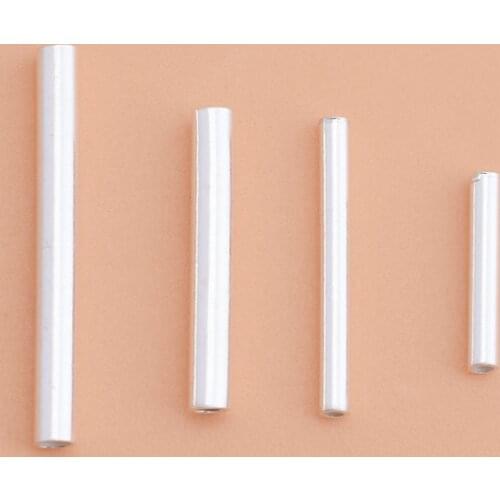 10PCS Sterling Silver Straight Tube 925 Silver Jewelry Handmade DIY Beaded Material Bracelet Necklace Making